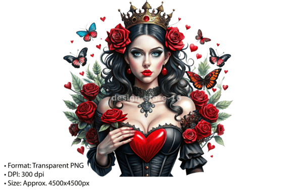 Download Queen of Hearts Gothic Illustration PNG - Premium Resources