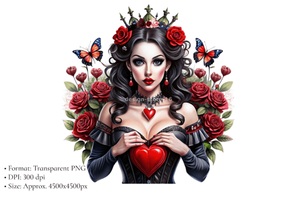 Download Queen of Hearts Gothic Illustration PNG - Premium Resources
